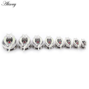 1 * الفولاذ المقاوم للصدأ الذئب Noctilucent أحمر مربع الزركون سدادات نفق الأذن المتوسع أقراط قياس نقالة ثقب الجسم المجوهرات - Product Image 6