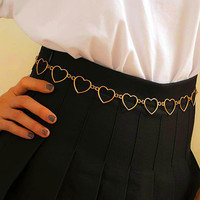 Chaîne de corps sexy en métal plaqué or avec cœur décoratif en métal, ceinture de taille tendance pour les soirées
