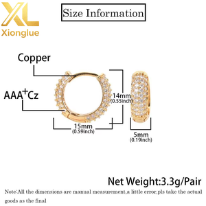 Pendientes de Aro Huggie de Oro Laminado en 18k con Circonitas Cúbicas Pavé, Joyería Hip Hop, Regalo de Boda y Compromiso de Moda para Mujer - Product Image 3