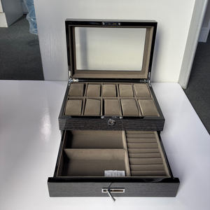 Boîte à montres carrée en bois artisanale DS avec motif imprimé, étui de rangement et de présentation pour montres et bijoux - Product Image 6