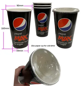 बायोडिग्रेडेबल कस्टम लोगो डिस्पोजेबल बड़े आकार के 12 ऑउंस 16 ऑउंस 20 ऑउंस 22 ऑउंस 32 ऑउंस कोल्ड ड्रिंक कॉफी सोडा पेपर कप ढक्कन के साथ ले जाता है