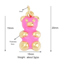 Charme de pendentif en forme d'ours mignon, plaqué or 18 carats, zircon cubique, perle, collier animal, bracelet pour accessoires de bijoux faits à la main, fournitures M85
