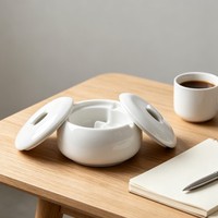 Cendrier en céramique blanche avec couvercle, cendrier en porcelaine hermétique sans fumée pour la maison, l'hôtel, le bar, logo personnalisé