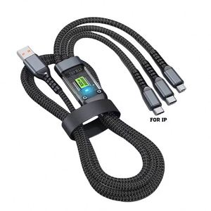 Hot 100W Transparent Nylon Digital <b>Display</b> Three-in-One Fast Charging Data <b>Cable</b> One-to-Three Compatibility for Huawei Android - Product Image 6