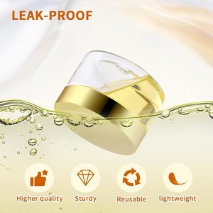 ขวดพลาสติกใสแบบเติมได้ ปากกว้าง ขนาด 50 มล. 2 ออนซ์ 6 ออนซ์ 250 มล. 500 มล. พร้อมเส้นสีทอง สำหรับบรรจุภัณฑ์สครับขัดผิว - Product Image 4