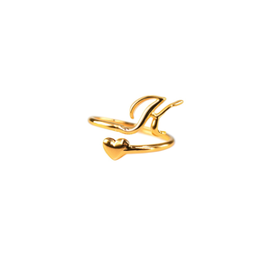 Fashion <b>Ring</b> 316L Stainless Steel PVD Gold Plating Heart Design Adjustable Size For Women Men Jewelry - Product Image 2