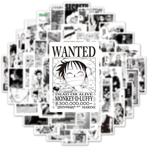 Nouvelles 50 autocollants d'affiches de mangas japonais noir et blanc pour décoration murale et de téléphone, autocollants anime imperméables - Product Image 6