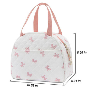 New Style Quilting Seam Cooler Bag with Embroidery Patch Zipper Closure <b>Lunch</b> Bag Large <b>Box</b> with Strap RTS Bulk Mixed Order - Product Image 2