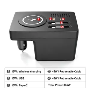 Vtear Docking <span class=keywords><strong>Station</strong></span> per Auto con Cavo di Ricarica Retrattile, Hub e Accessori per Interni Auto per <span class=keywords><strong>Audi</strong></span> <span class=keywords><strong>A4</strong></span> B9 S4 2017-2025 - Product Image 4