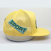 Gorra de béisbol de malla estilo camionero con logo personalizado amarillo, de moda, hip hop, de calidad premium, transpirable, de terciopelo, lona, 3D, para exteriores, informal. ¡Gran oferta!