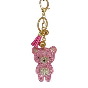 Llavero de oso de peluche mini personalizado, lindo y creativo, con colgante de metal, perlas, purpurina, pegamento, diamantes de imitación y pequeños detalles de recuerdo. - Product Image 1