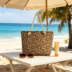 Custom Leopard Print Tote <b>Large</b> Capacity Canvas Shoulder <b>Bag</b> for Shopping Travel Wholesale - Product Image 4