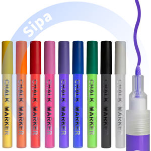 Lot de 8 stylos marqueurs à <span class=keywords><strong>craie</strong></span> effaçable à sec SW086 à pointe réversible <span class=keywords><strong>pour</strong></span> tableau noir - Product Image 2