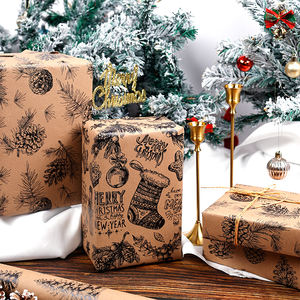 Wholesale 80g Double-Sided Kraft Print <b>Christmas</b> Custom 43cm X 10m Metallic <b>Paper</b> <b>Roll</b> <b>Wrapping</b> <b>Paper</b> for Packaging - Product Image 4