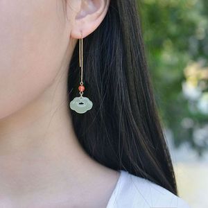 Pendientes de estilo chino antiguo con diseño de Ruyi, estilo literario y fresco, pendientes retro versátiles, pendientes colgantes al por mayor. - Product Image 1