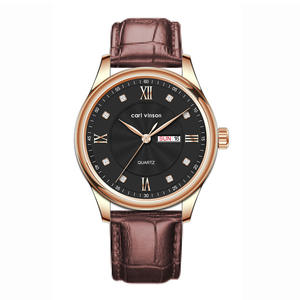 Nuevo reloj de cuarzo para parejas con diseño de calendario dual, correa de cuero impermeable informal de negocios - Product Image 1