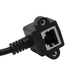 <b>RJ45</b> Male To Female Network Extension <b>Cable</b> 90 Degree Elbow With Ear Screw Holes Copper Wire SJTOW Type - Product Image 1