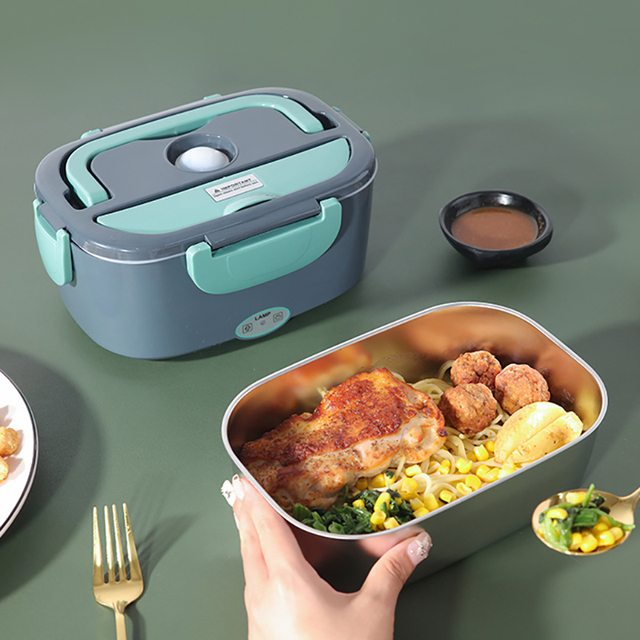 OEM Electric Lunch Box Stainless Steel Food Warmer 12V/24V/110V Portable Heated Bento Box for Car Office Bulk Order