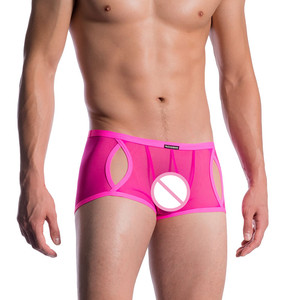Boxer da Uomo Personalizzati <span class=keywords><strong>Super</strong></span> <span class=keywords><strong>Sexy</strong></span> Rosa con Occhi Trasparenti in Rete Trasparente - Product Image 3