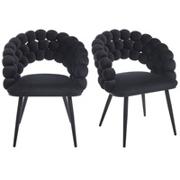 Chaise de salle à manger rembourrée de style européen, fauteuil en velours avec pieds en métal noir
