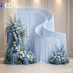 LEDA Wholesale S Shape Wedding <b>Backdrop</b> <b>Stand</b> Wave Cloth Cover White Metal Curved Fabric Hanging Drapery for Party Decoration - Product Image 4
