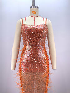 ED2684 Modische Luxus-Perlenfederkleider für Damen – Elegante Abendkleider für Prominente und formelle Anlässe - Product Image 5