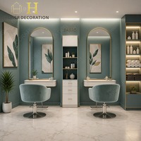 Décoration intérieure moderne pour salon de manucure, comptoir de présentation personnalisé, panneau mural avec logo LED, design 3D, livraison porte à porte