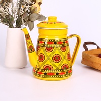 Bouilloire à café en métal émaillé de couleur unie de haute qualité, avec poignée, pour usage transfrontalier, excellente durabilité