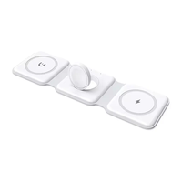 Cargador Inalámbrico Magnético 3 en 1 Plegable, Salida de Energía de 15W, Base de Carga Inalámbrica Rápida Compatible con Teléfono y Auriculares