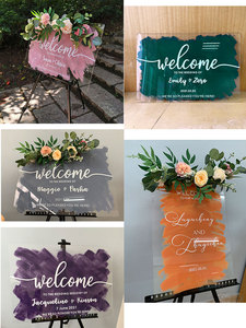 Nicro fabbrica originale personalizzata in stile Ins piastra di fidanzamento decorazioni per ingresso in acrilico chiaro segno di benvenuto per matrimonio - Product Image 5