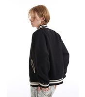Veste bomber unisexe tendance en toile noire d'hiver avec logo personnalisé rétro OEM