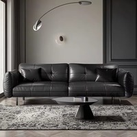Ensemble de canapés en cuir de luxe avec pieds en métal, canapé confortable pour salon, villa, appartement, hôtel, meubles de salon, ensemble de canapés
