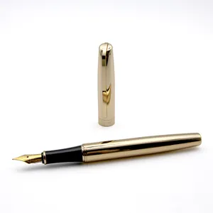 Lingmo-pluma estilográfica dorada de lujo, diseño de alta calidad con logotipo personalizado