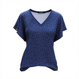 Túnica de Verano para Mujer, Diseño Sencillo con Estampado de Dibujos Animados, Casual, con Lazo, Cuello en V, Volantes, Manga Corta, Tejido Ecológico - Product Image 2