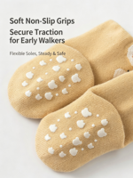 Chaussettes d'intérieur pour bébé en tissu éponge épais et chaud avec oreilles d'ours en 3D, antibactériennes, antidérapantes, de qualité supérieure, pour la marche en hiver