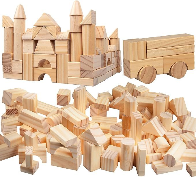 Wooden Blocks Set 100 Pc Natural