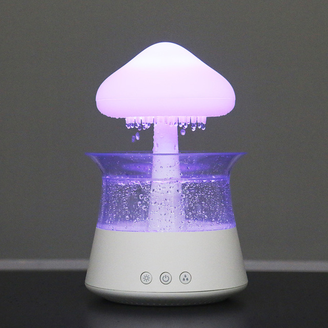 Colorful Light Ultrasonic Baby Sleeping Help White Noise Machine Water Droplet Sounds Aromatherapy Night Light Mushroom Rain