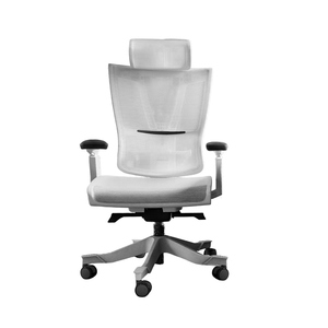 Chaise ergonomique Novastuhl pour usage domestique, dossier moyen, cadre blanc, base autoportante et accoudoirs 4D - Product Image 1