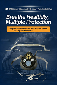 Respirateur <span class=keywords><strong>demi</strong></span>-<span class=keywords><strong>masque</strong></span> <span class=keywords><strong>3M</strong></span> 3200 réutilisable en TPE pour la protection contre les particules de poussière avec filtres remplaçables - Product Image 4