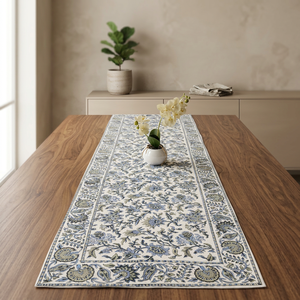Juego de 7 Piezas de Camino de Mesa y Tapete con Diseño Floral |   Decoración de Mesa de Comedor 100% Lona de Algodón para el Hogar y la Sala de Comedor - Product Image 3