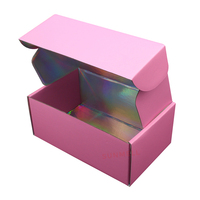 Boîte d'expédition holographique rose personnalisée avec gaufrage emballage irisé pour les soins de la peau, l'abonnement à la crème pour le visage et l'expédition