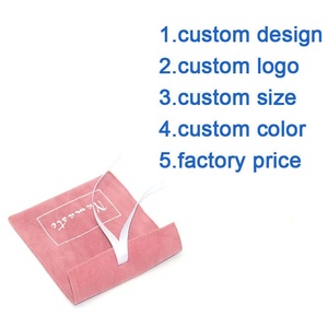 Bolsas de Regalo de Joyería de Gamuza <span class=keywords><strong>Rosa</strong></span> Pálido de Lujo con Logotipo Personalizado, Bolsas con Lazo - Product Image 3