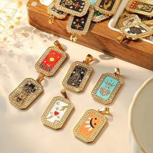 Retro fatto a mano fai da te goccia d'olio stella del sole ciondolo ciondolo con ciondolo in acciaio inossidabile tarocchi con diamanti gioielli di moda - Product Image 2