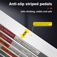 Échelle télescopique portable en aluminium à 15 marches, 7 m, crochets de toit, échafaudage moderne isolé et pliable pour la maison, l'extérieur, les escaliers, la salle de sport