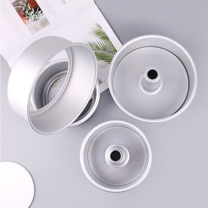 พิมพ์เค้กชิฟฟอนทรงกลมแบบมีหลุมตรงกลาง ขนาด 4 6 8 นิ้ว พร้อมฝาปิด สำหรับอบเค้ก - Product Image 1