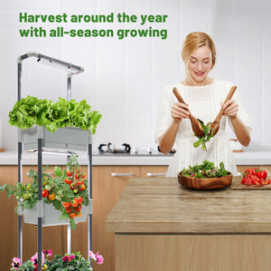 מערכת הידרופונית תלת-שכבתית לגידול אנכי בתוך הבית, מתקן גידול נייד עם משאבת השקיה בטפטוף, לגידול שתילים, עשבי תיבול וירקות, שקטה וחכמה. - Product Image 3