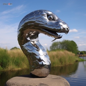 Personalizado al aire libre gran decoración de jardín espejo de Metal pulido artesanía Animal <span class=keywords><strong>Python</strong></span> escultura de acero inoxidable estatua de serpiente pitón - Product Image 5