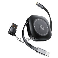 Chargeur de téléphone portable et d'ordinateur rétractable 4-en-1 Zowie ACU-171 240W, charge rapide 6A, câble USB Type-C de 1m pour imprimante, appareil photo, cadeau
