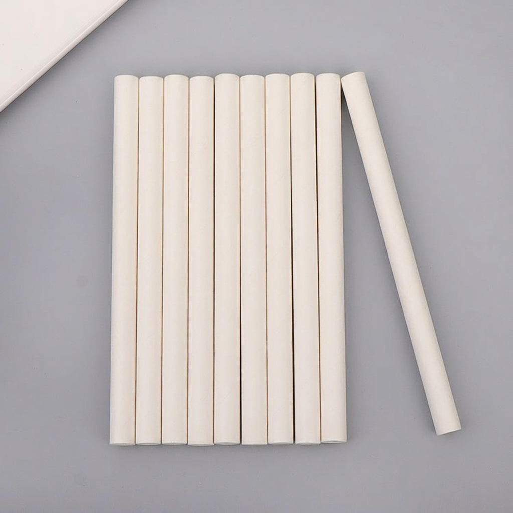 Custom Printed Eco-friendly Disposable Paper Straw Biodegradable Food Safe White Drinking Straw for Bubble Tea or Beverage