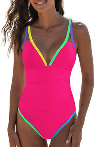 Traje de Baño de Una Pieza con Cuello en V de Lujo para Mujer, Trajes de Baño Personalizados al por Mayor, Conjunto de Bikini de 2 Piezas, Ropa de Playa - Product Image 6